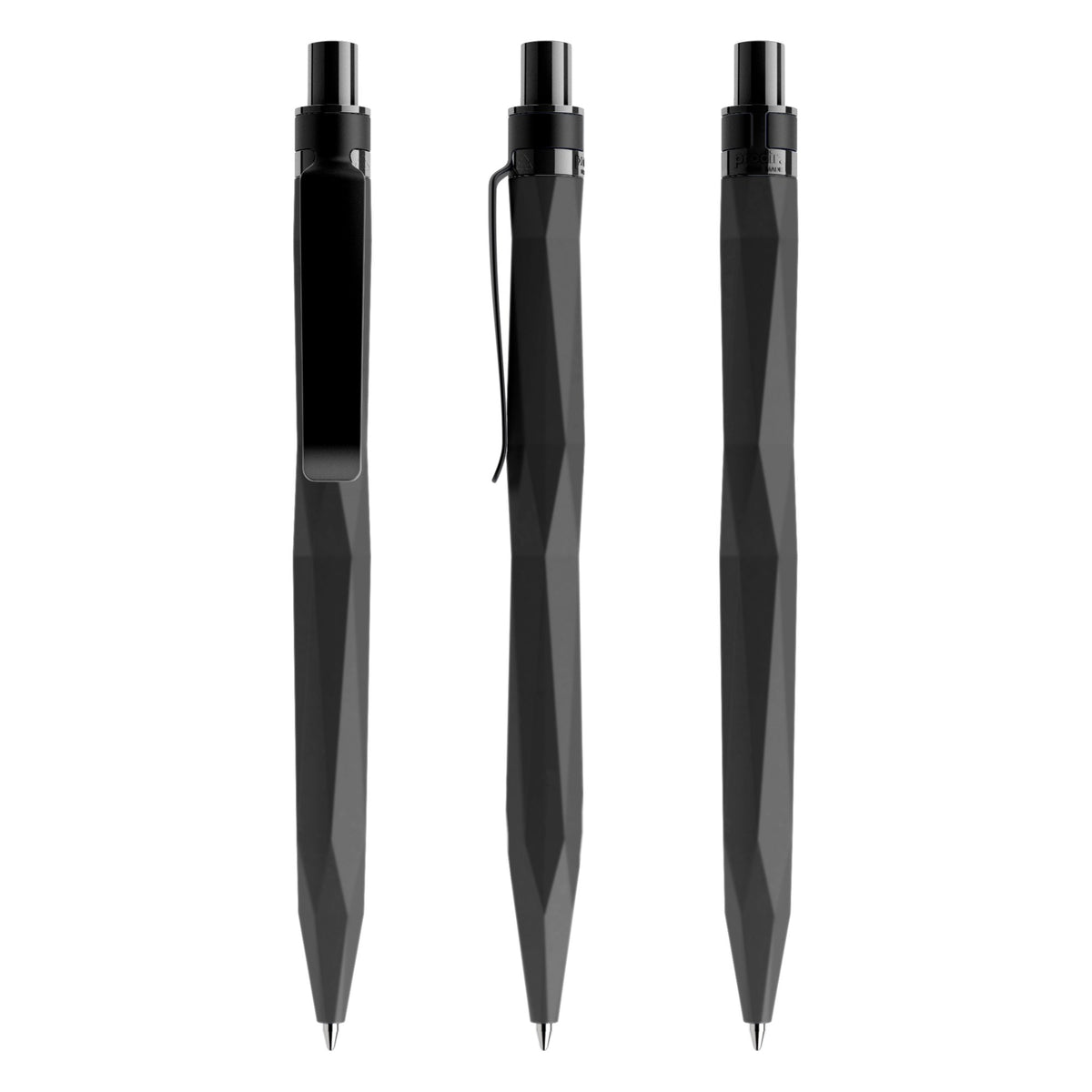 prodir QS20 Soft Touch Druckkugelschreiber mit Metallclip – Schwarz / Schwarz R75-S80