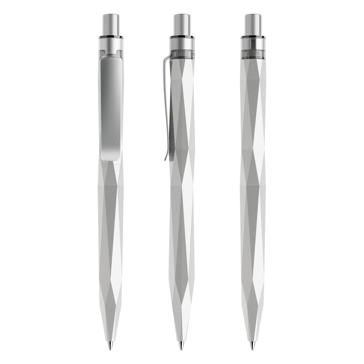 prodir QS20 Stone Druckkugelschreiber mit Metallclip – Silber / Silber satiniert Q70-S70 S