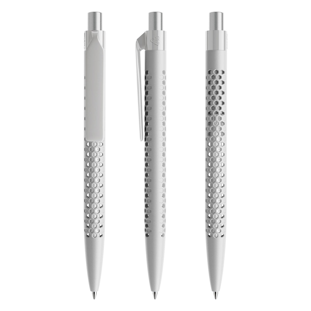 prodir QS40 Druckkugelschreiber matt mit Kunststoffclip – Betongrau / Silber satiniert M77 S