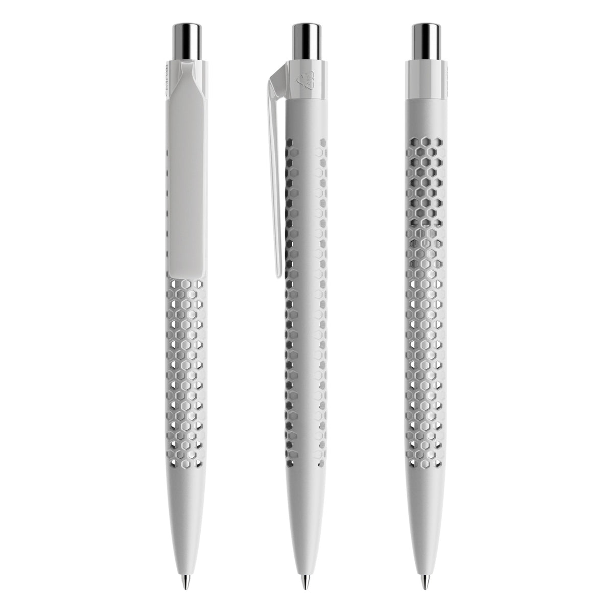 prodir QS40 Druckkugelschreiber matt mit Kunststoffclip – Betongrau / Silber verchromt M77 C