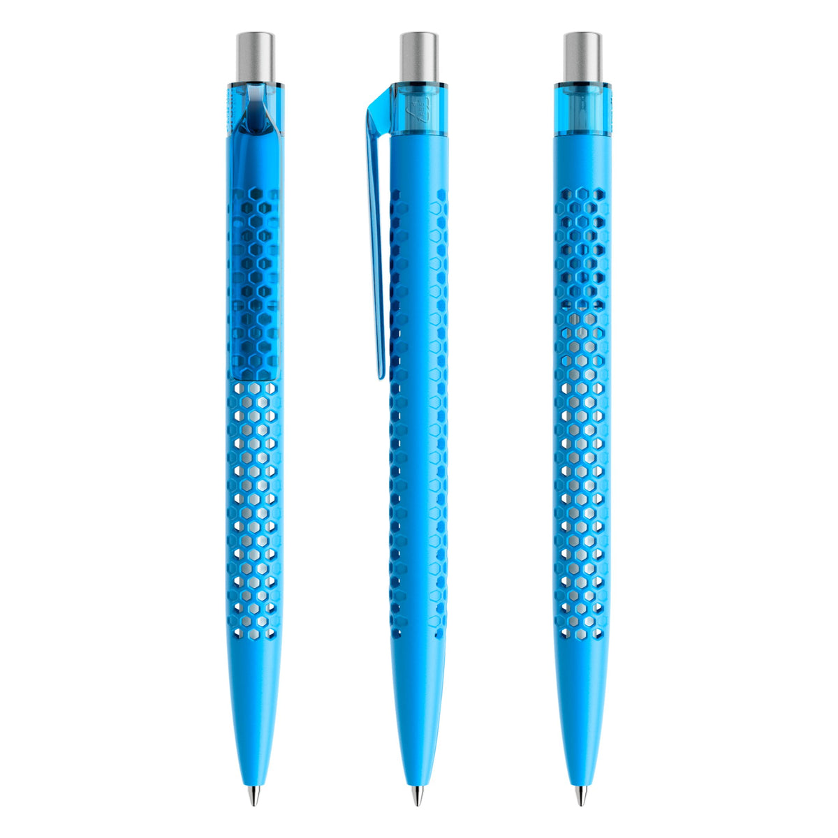 prodir QS40 Druckkugelschreiber matt mit Kunststoffclip – Cyanblau / Silber satiniert M58 S