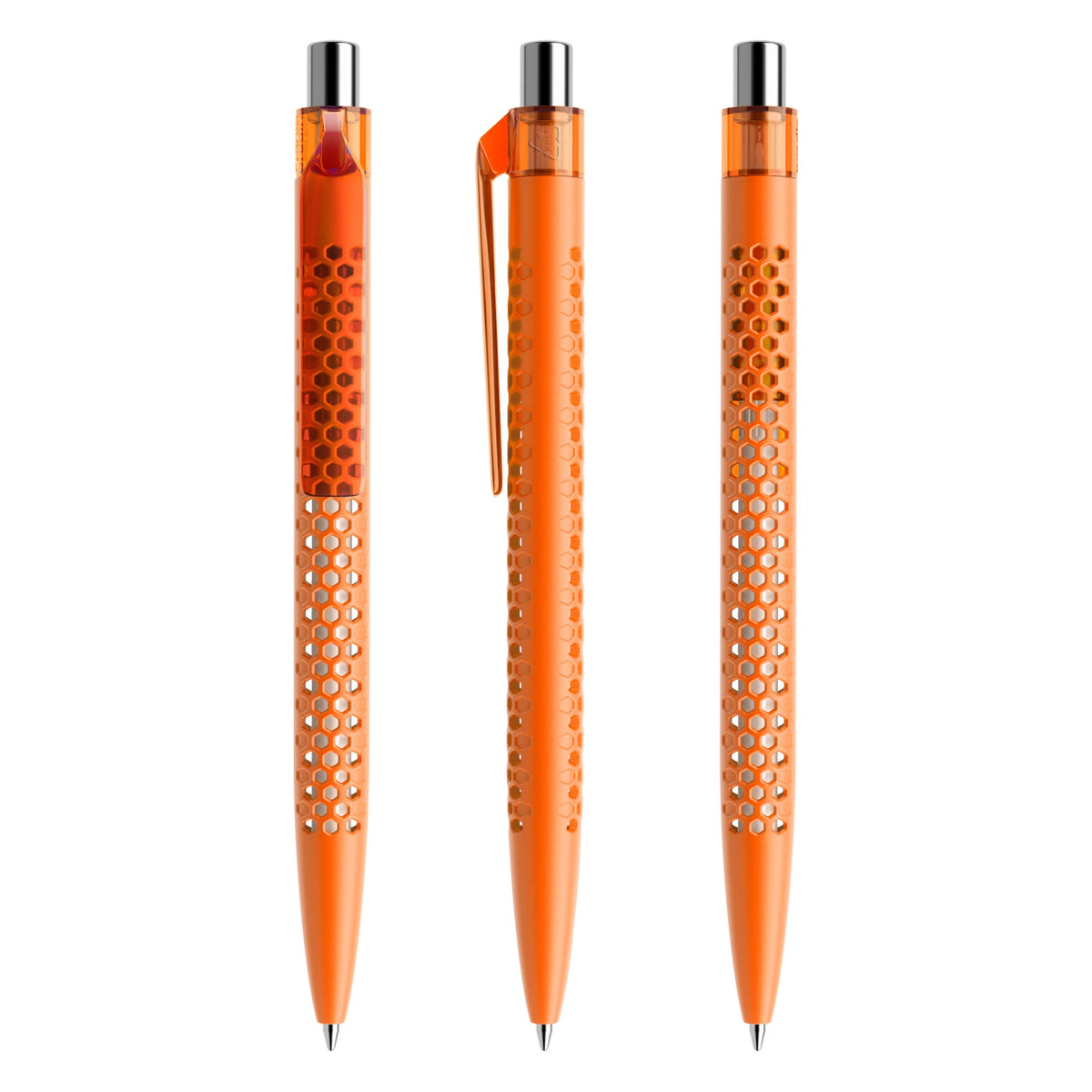 prodir QS40 Druckkugelschreiber matt mit Kunststoffclip – Orange / Silber verchromt M10 C