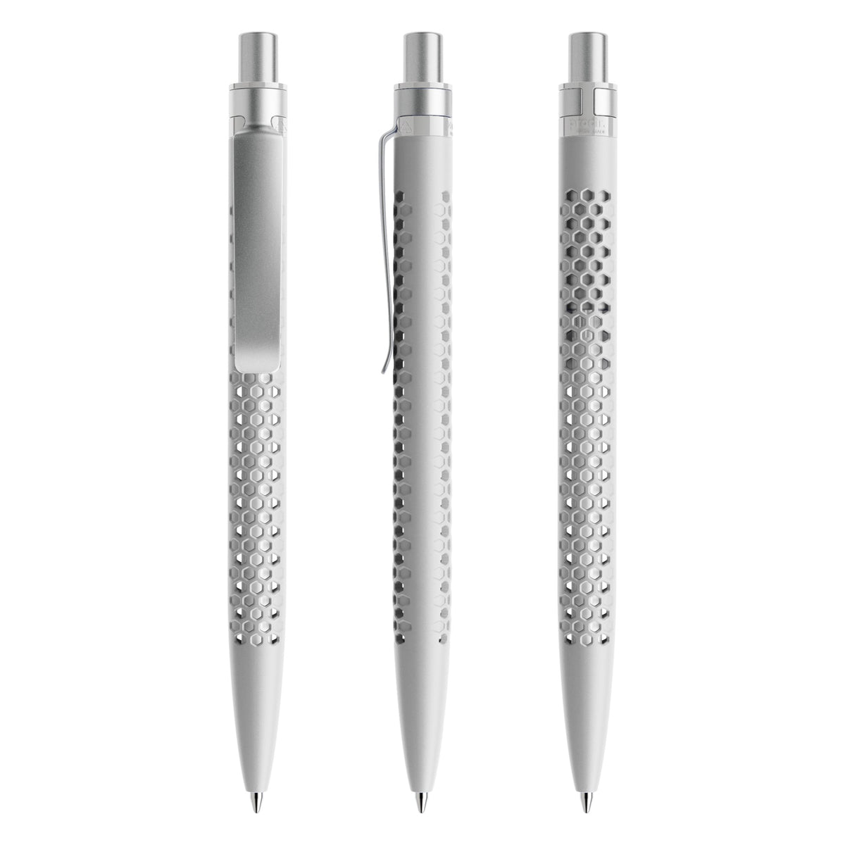 prodir QS40 Druckkugelschreiber matt mit Metallclip – Betongrau / Silber satiniert M77-S70 S