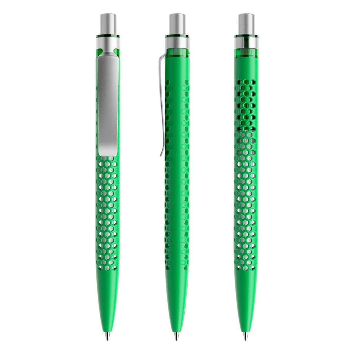 prodir QS40 Druckkugelschreiber matt mit Metallclip – Leuchtgrün / Silber satiniert M67-S70 S
