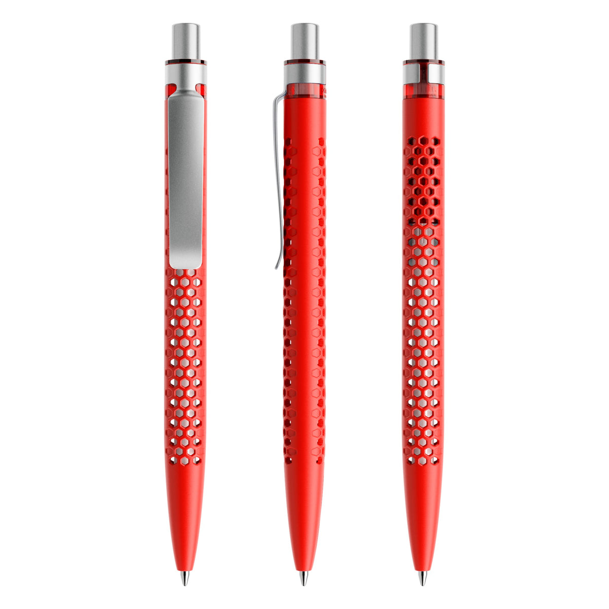 prodir QS40 Druckkugelschreiber matt mit Metallclip – Rot / Silber satiniert M20-S70 S