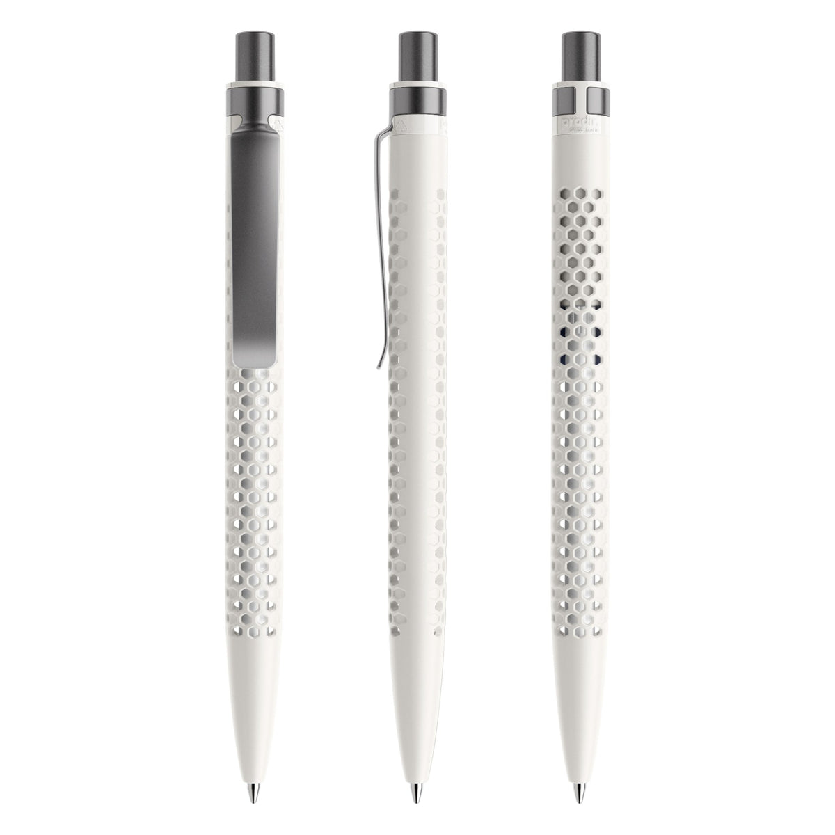 prodir QS40 Druckkugelschreiber matt mit Metallclip – Weiß / Graphit satiniert M02-S75 S
