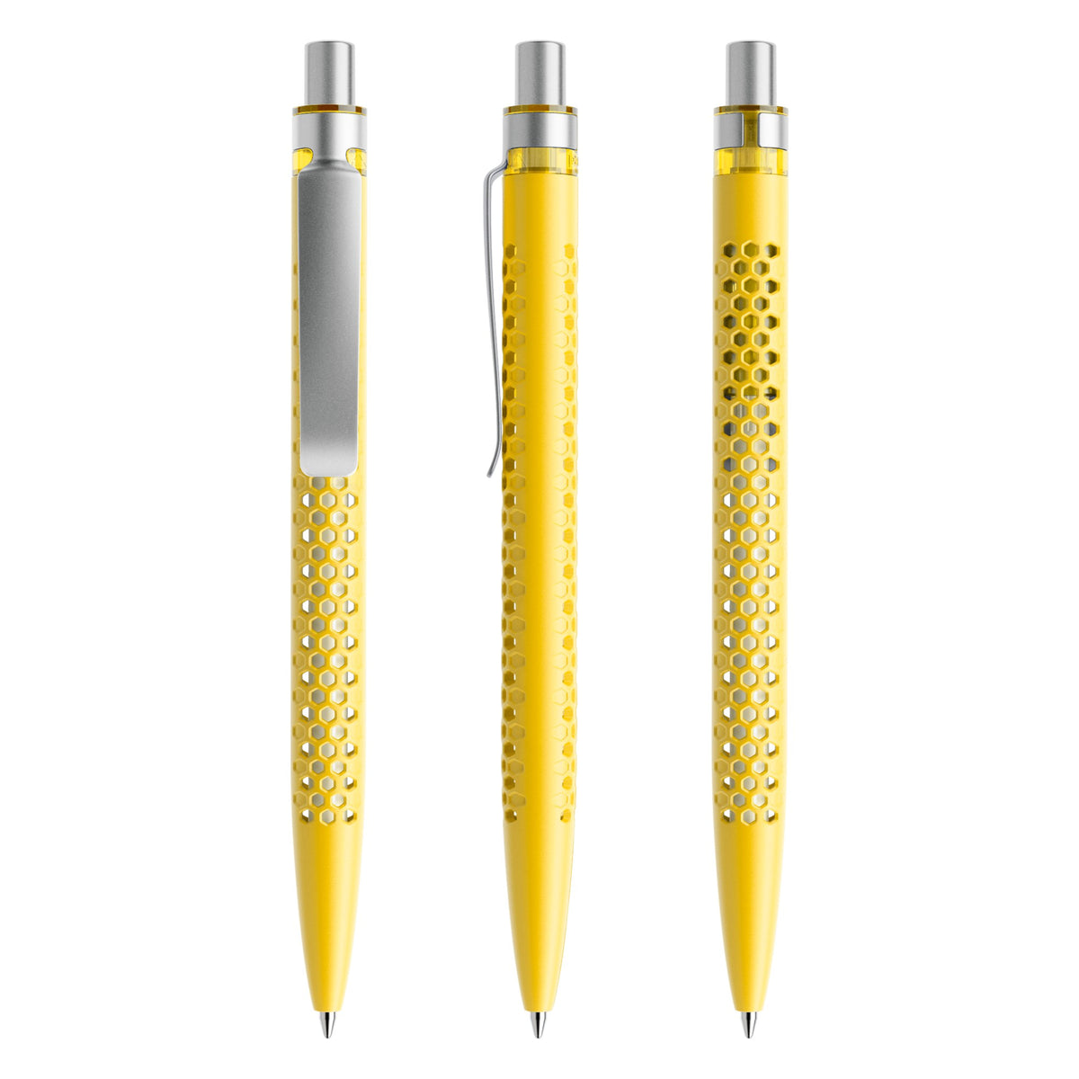 prodir QS40 Druckkugelschreiber matt mit Metallclip – Zitronengelb / Silber satiniert M07-S70 S
