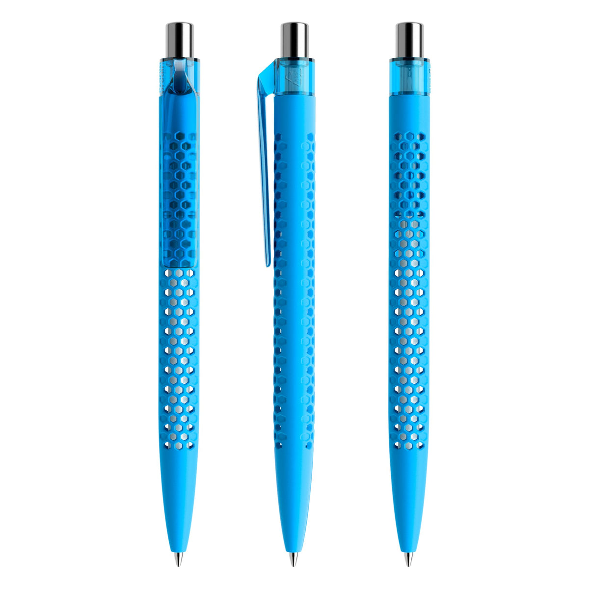 prodir QS40 Druckkugelschreiber Soft Touch – Cyanblau / Silber verchromt R58 C