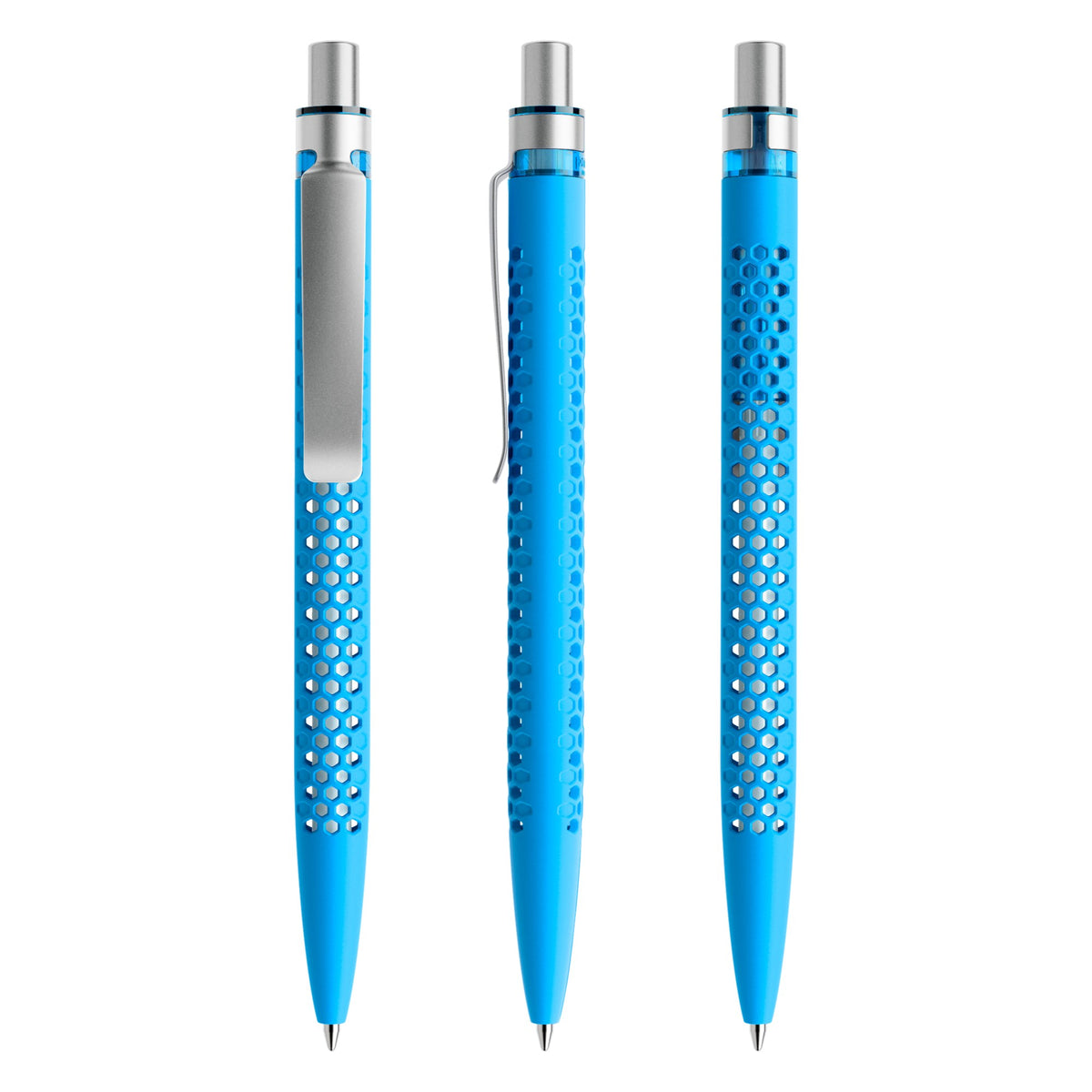 prodir QS40 Druckkugelschreiber Soft Touch mit Metallclip – Cyanblau / Silber satiniert R58-S70 S