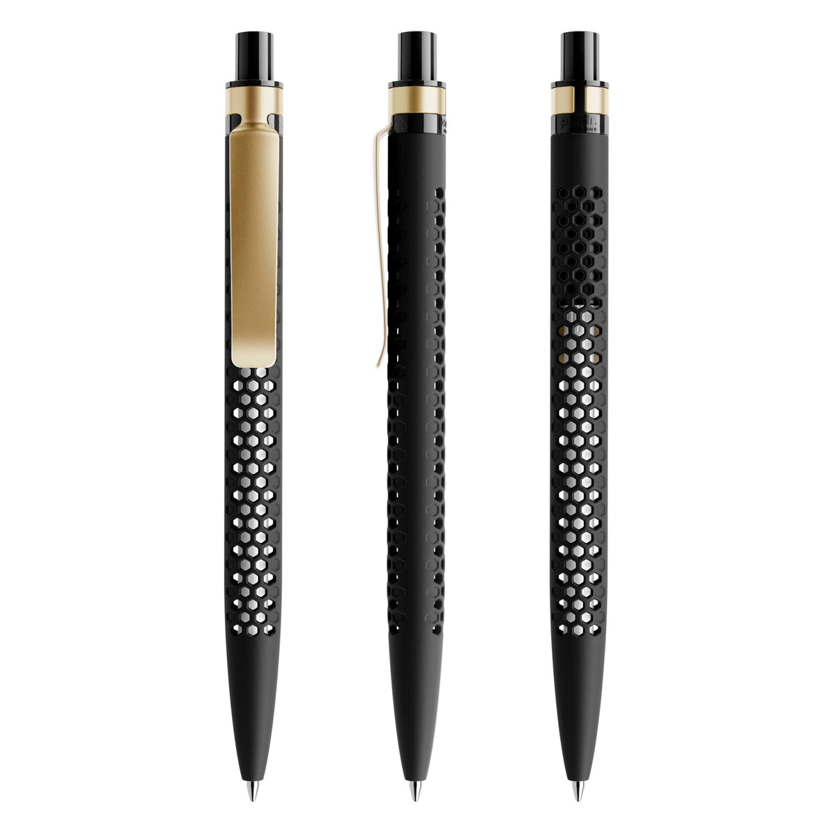 prodir QS40 Druckkugelschreiber Soft Touch mit Metallclip – Schwarz / Gold R75-S13