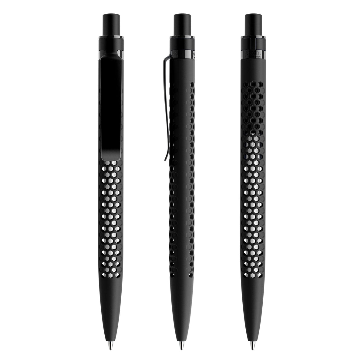 prodir QS40 Druckkugelschreiber Soft Touch mit Metallclip – Schwarz / Schwarz satiniert R75-S80 S