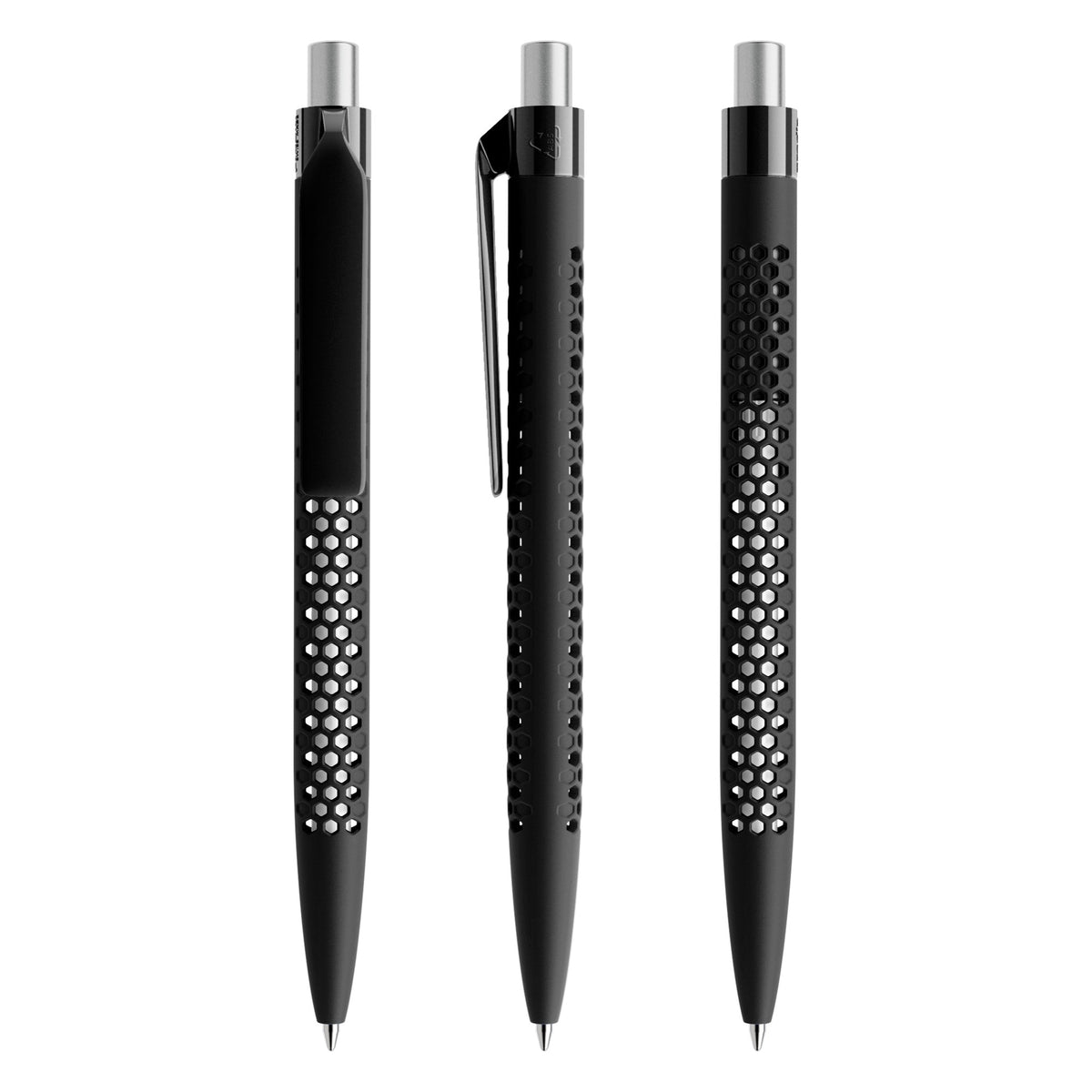 prodir QS40 Druckkugelschreiber Soft Touch – Schwarz / Silber satiniert R75 S
