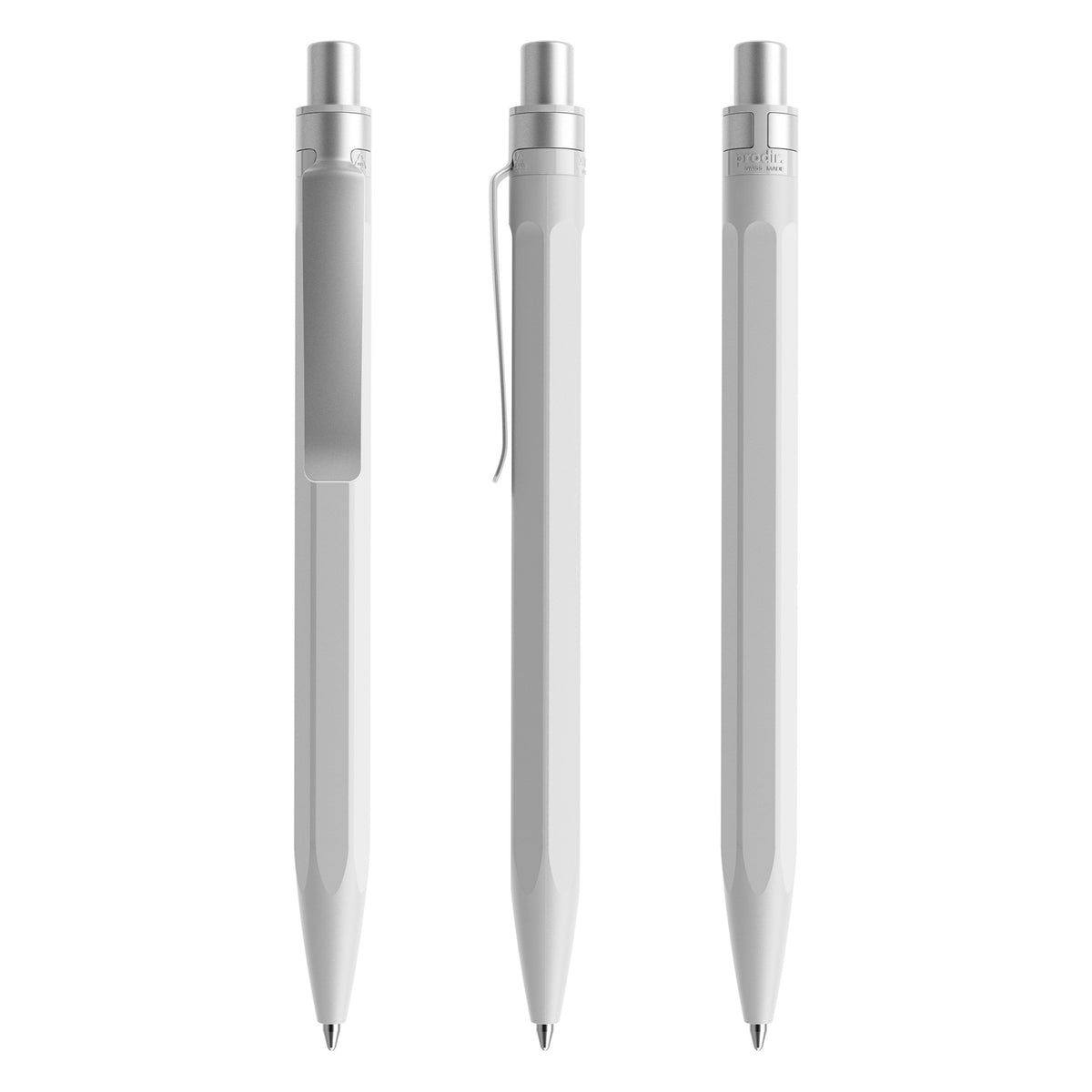 prodir QS50 Druckkugelschreiber matt mit Metallclip – Betongrau / Silber satiniert M77-S70 S