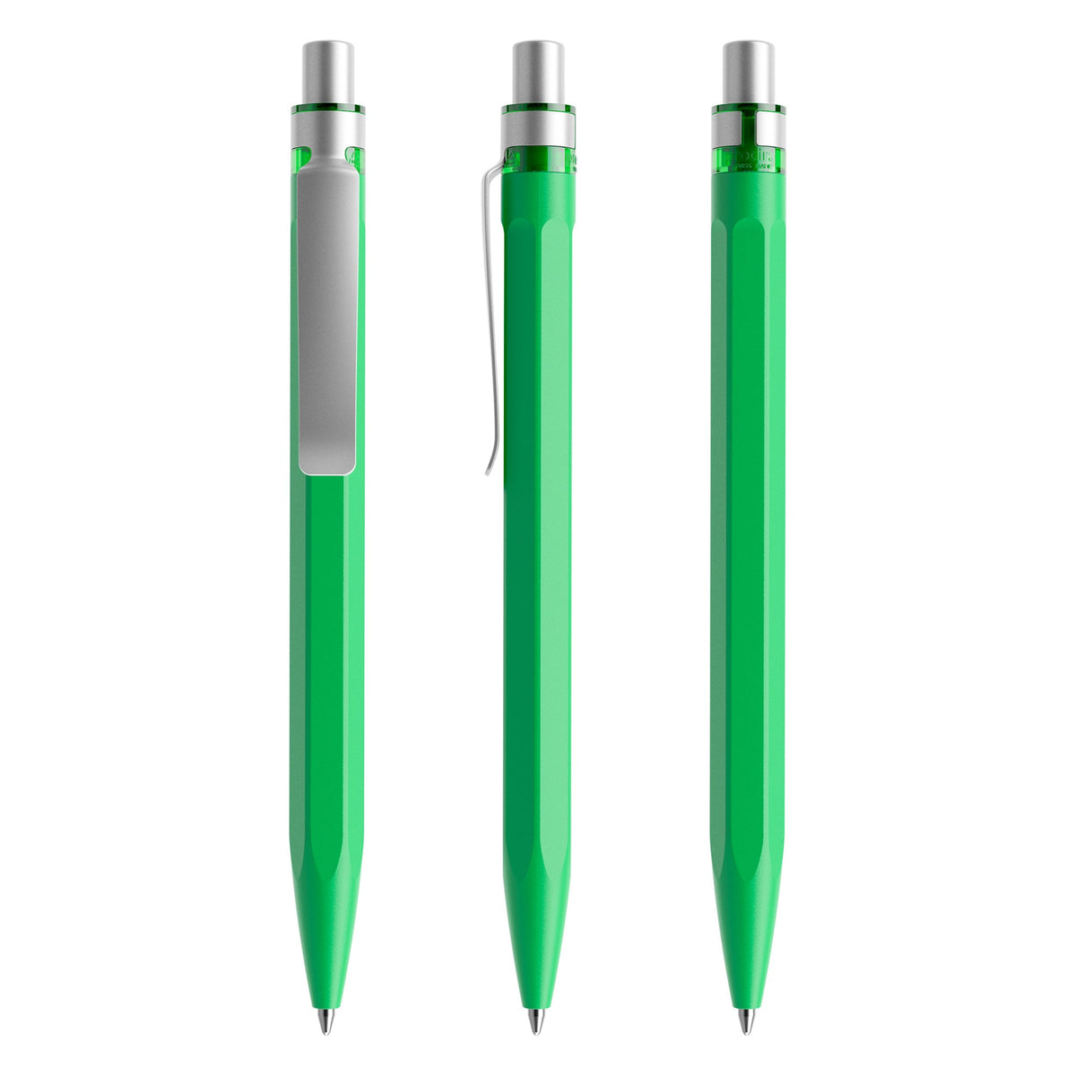 prodir QS50 Druckkugelschreiber matt mit Metallclip – Leuchtgrün / Silber satiniert M67-S70 S