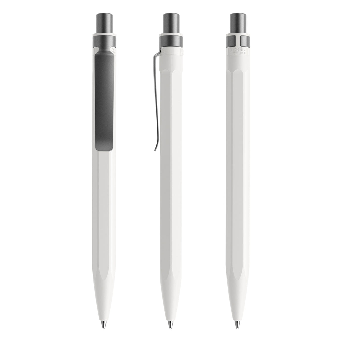 prodir QS50 Druckkugelschreiber matt mit Metallclip – Weiß / Graphit satiniert M02-S75 S