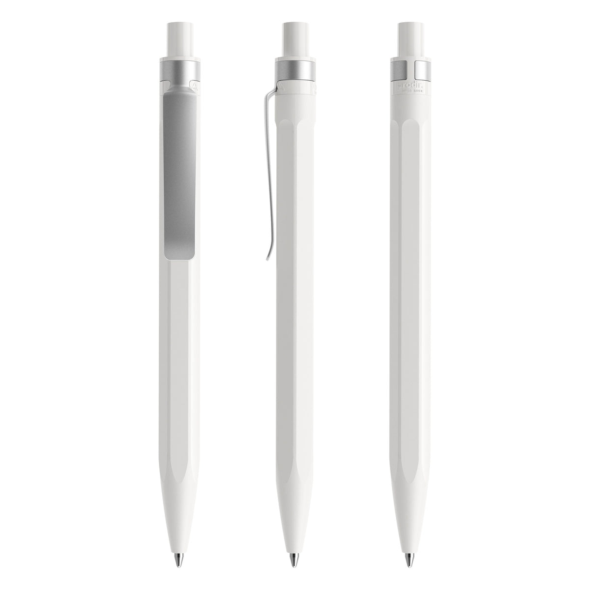 prodir QS50 Druckkugelschreiber matt mit Metallclip – Weiß M02-S70