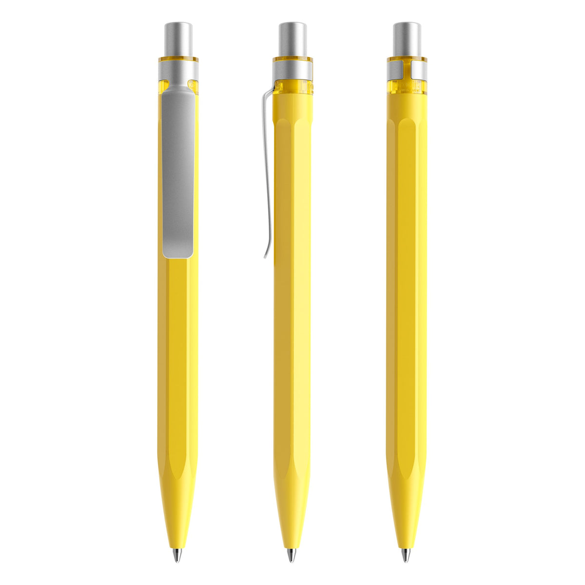 prodir QS50 Druckkugelschreiber matt mit Metallclip – Zitronengelb / Silber satiniert M07-S70 S