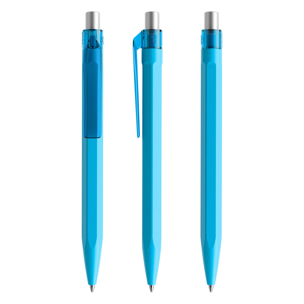 prodir QS50 Druckkugelschreiber sechseckig matt – Cyanblau / Silber satiniert M58 S