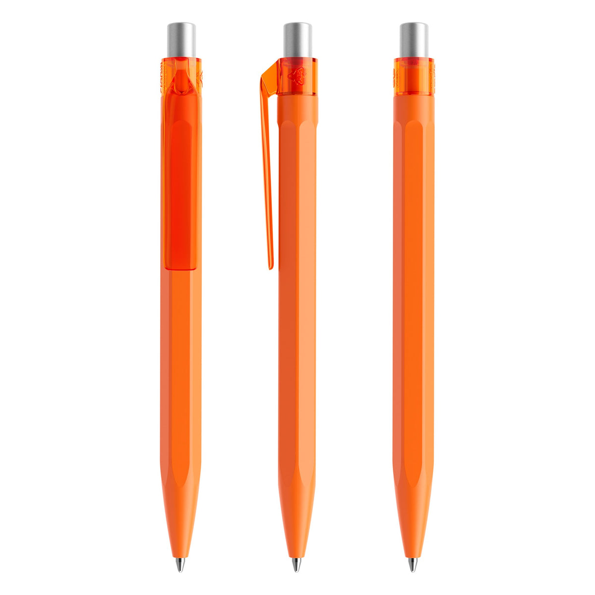 prodir QS50 Druckkugelschreiber sechseckig matt – Orange / Silber satiniert M10 S