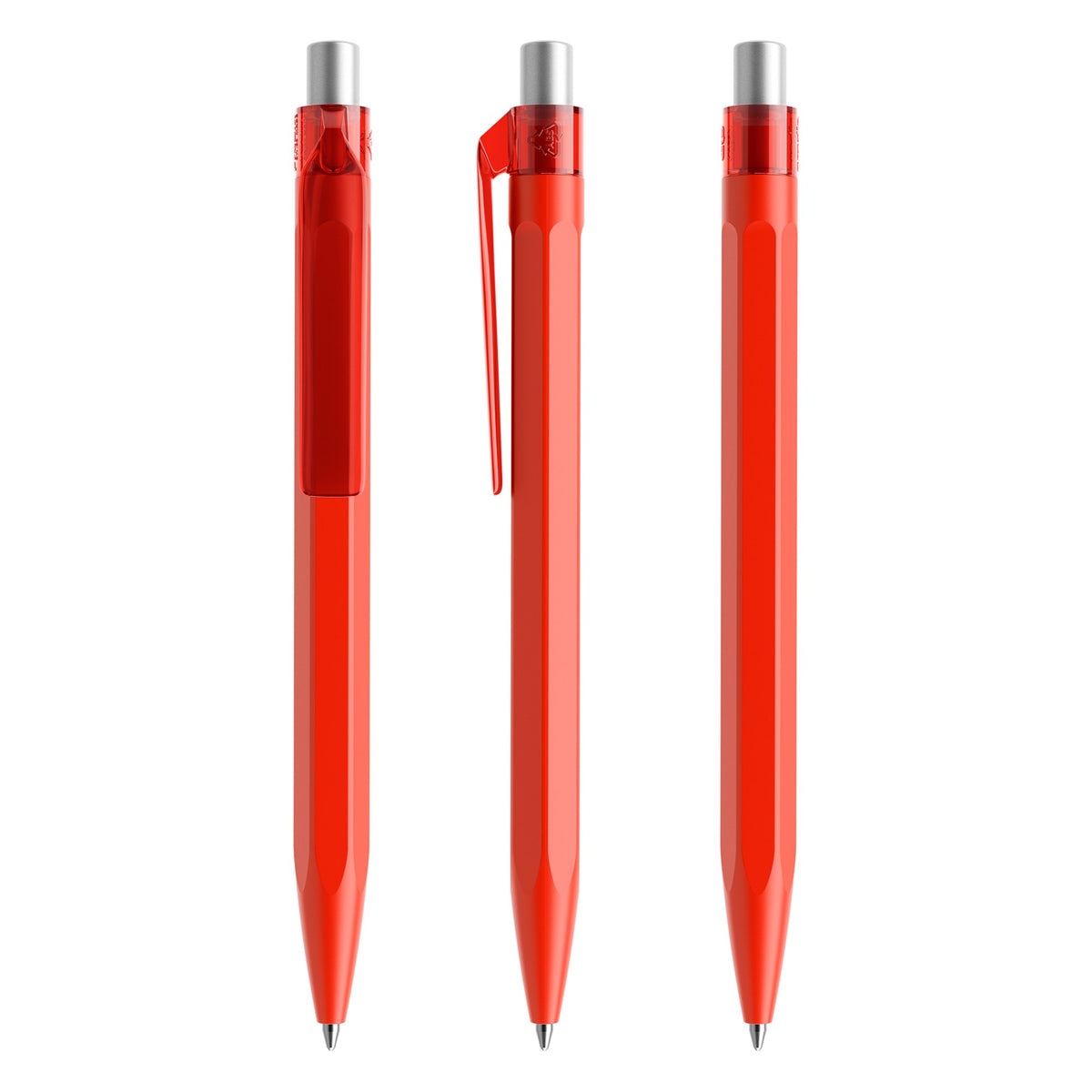 prodir QS50 Druckkugelschreiber sechseckig matt – Rot / Silber satiniert M20 S