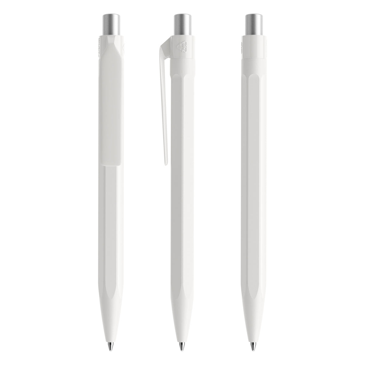 prodir QS50 Druckkugelschreiber sechseckig matt – Weiß / Silber satiniert M02 S