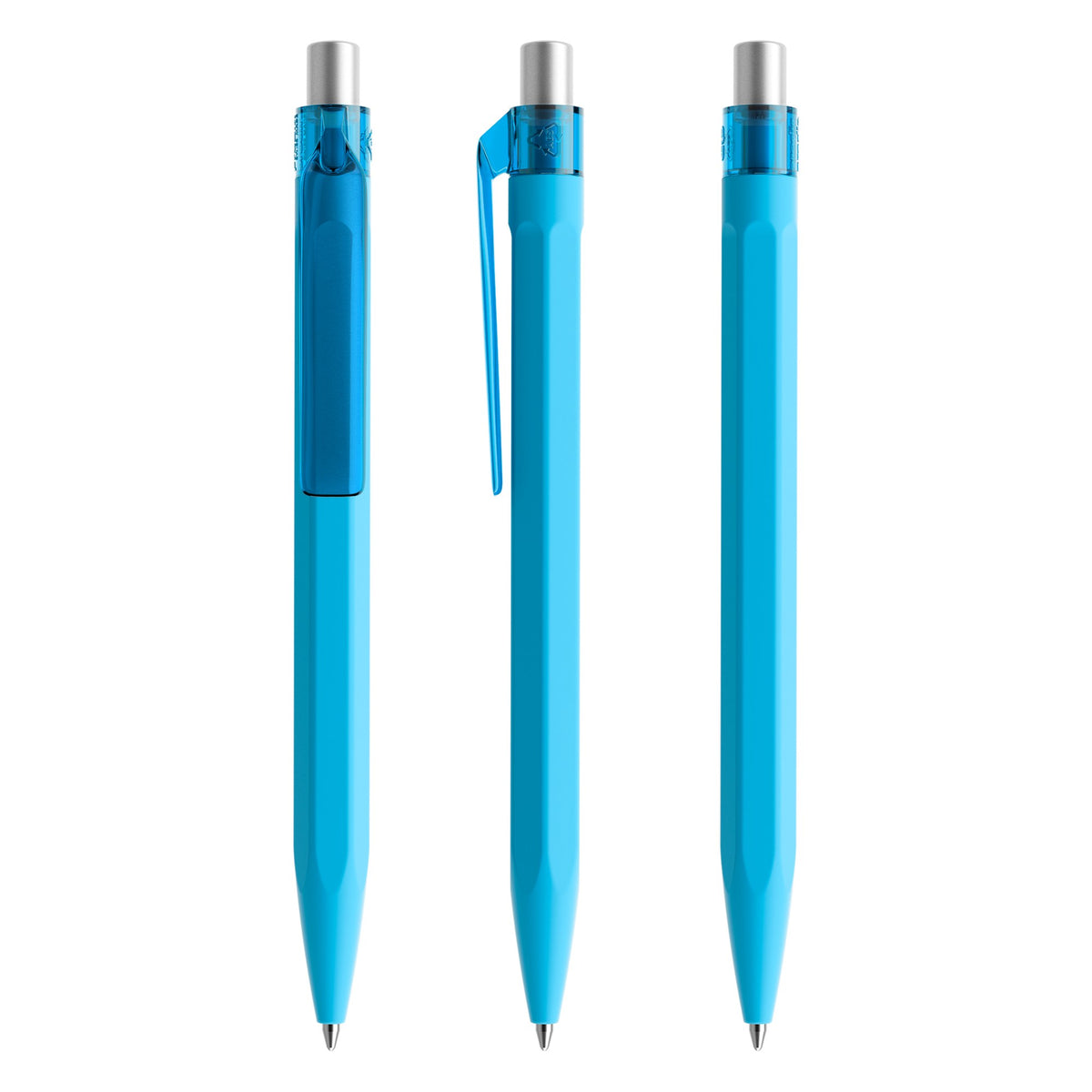 prodir QS50 Druckkugelschreiber Soft Touch – Cyanblau / Silber satiniert R58 S