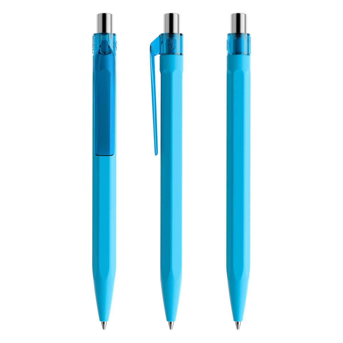 prodir QS50 Druckkugelschreiber Soft Touch – Cyanblau / Silber verchromt R58 C