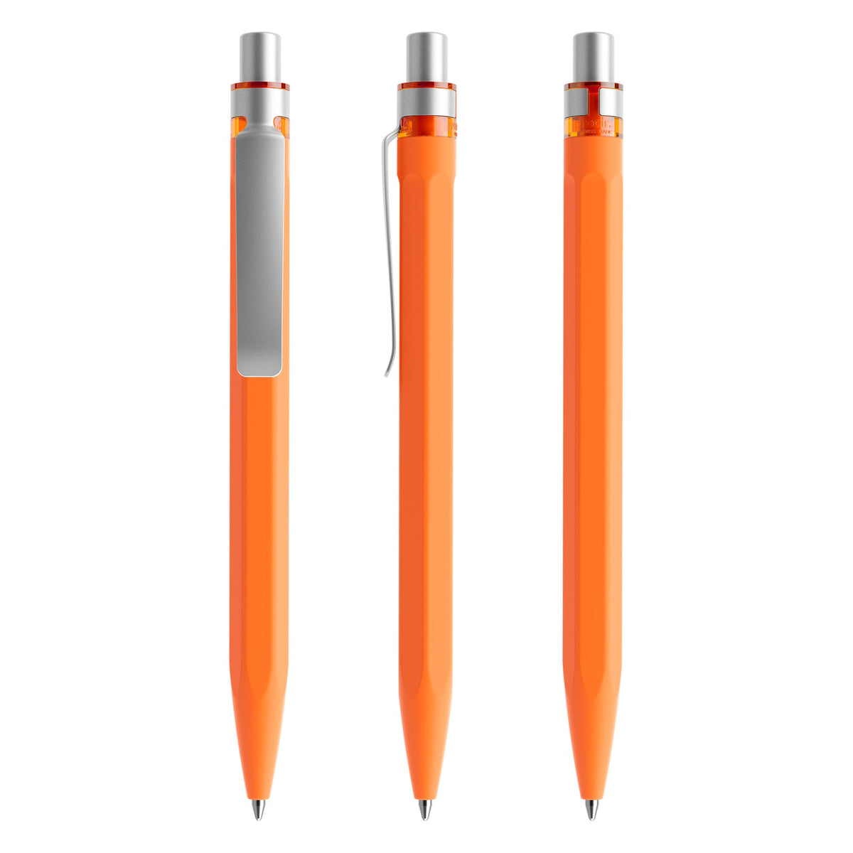 prodir QS50 Druckkugelschreiber Soft Touch mit Metallclip – Orange / Silber satiniert R10-S70 S