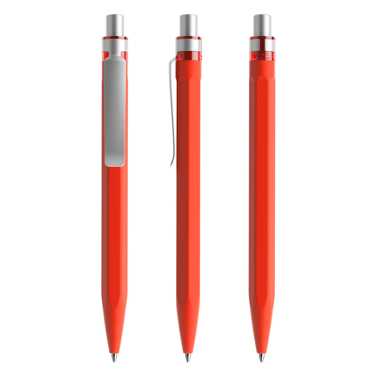 prodir QS50 Druckkugelschreiber Soft Touch mit Metallclip – Rot / Silber satiniert R20-S70 S