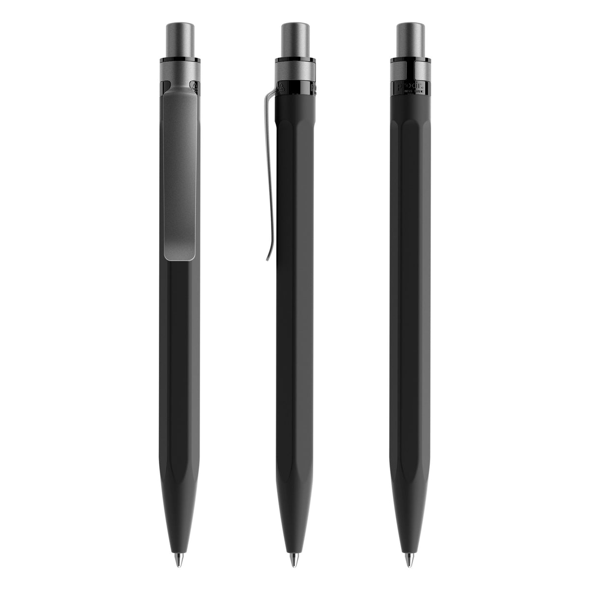 prodir QS50 Druckkugelschreiber Soft Touch mit Metallclip – Schwarz / Graphit satiniert R75-S75 S