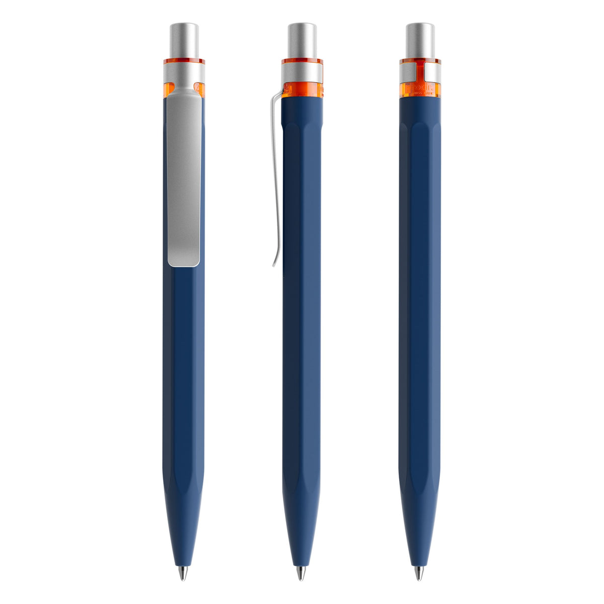 prodir QS50 Druckkugelschreiber Soft Touch mit Metallclip – Sodalithblau / Silber satiniert / Orange R62-S70-T10 S