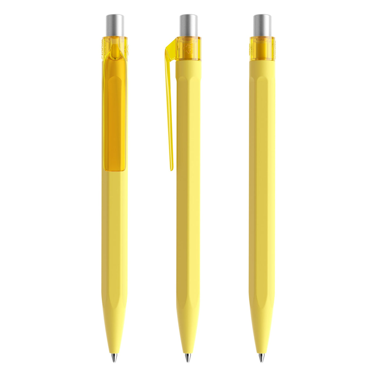 prodir QS50 Druckkugelschreiber Soft Touch – Zitronengelb / Silber satiniert R07 S