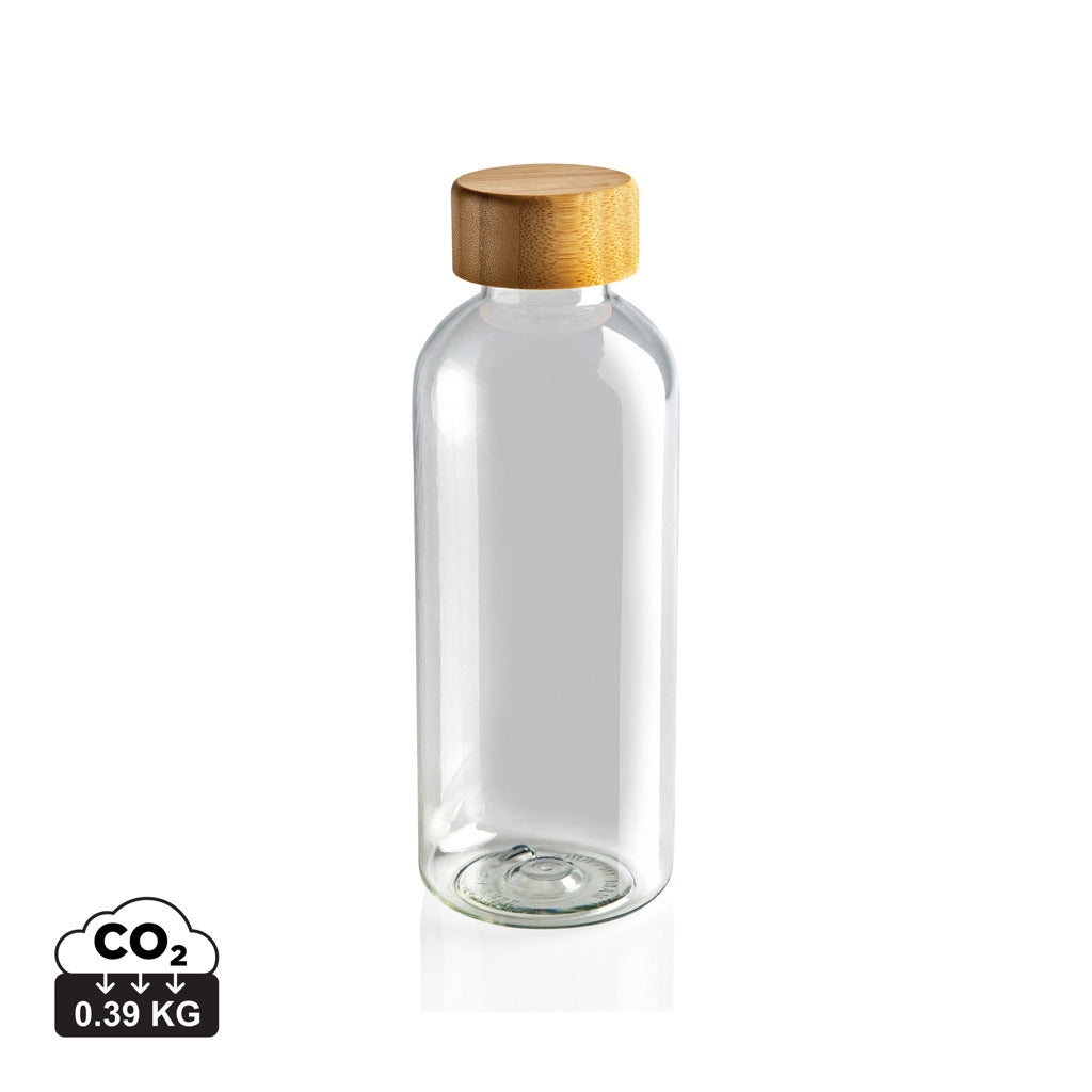RCS rPET Flasche mit Bambus-Deckel – transparent