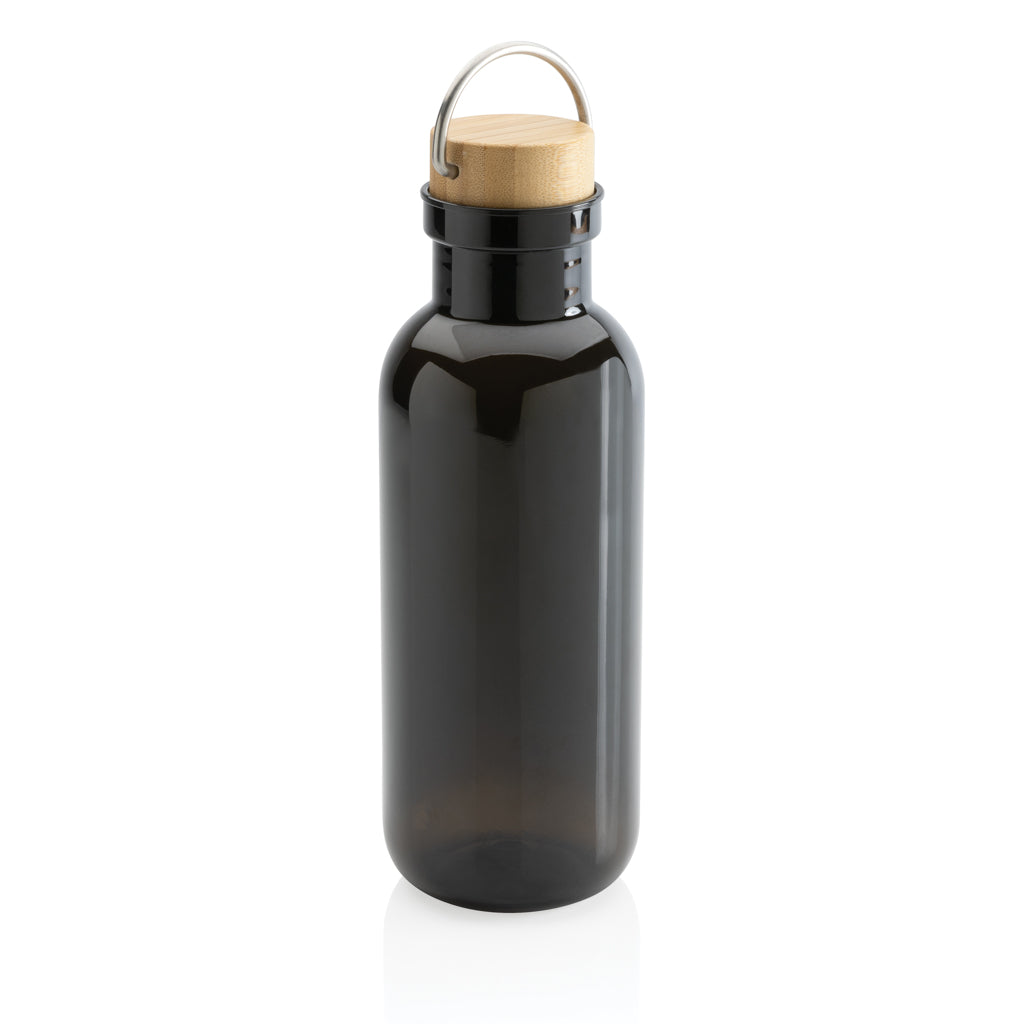 RCS rPET Flasche with Bambusdeckel und Griff – schwarz