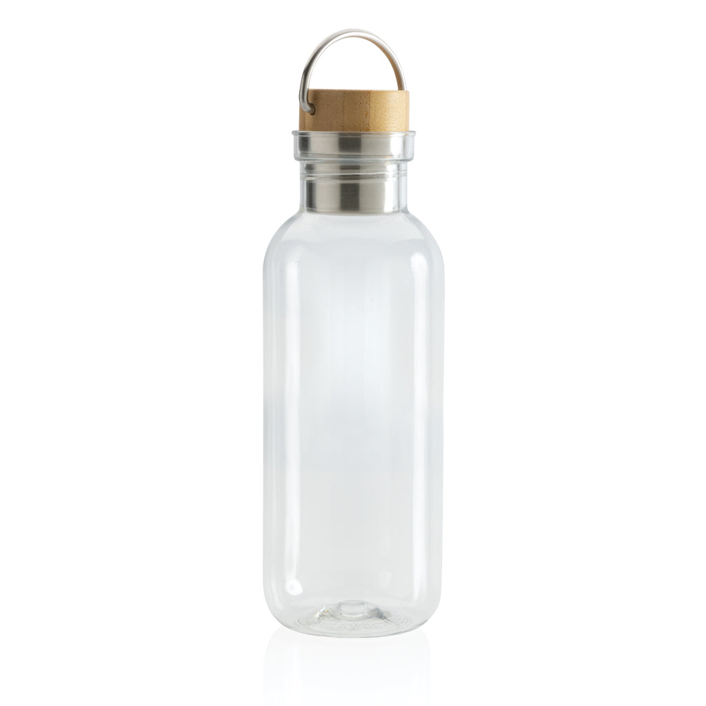 RCS rPET Flasche with Bambusdeckel und Griff – transparent
