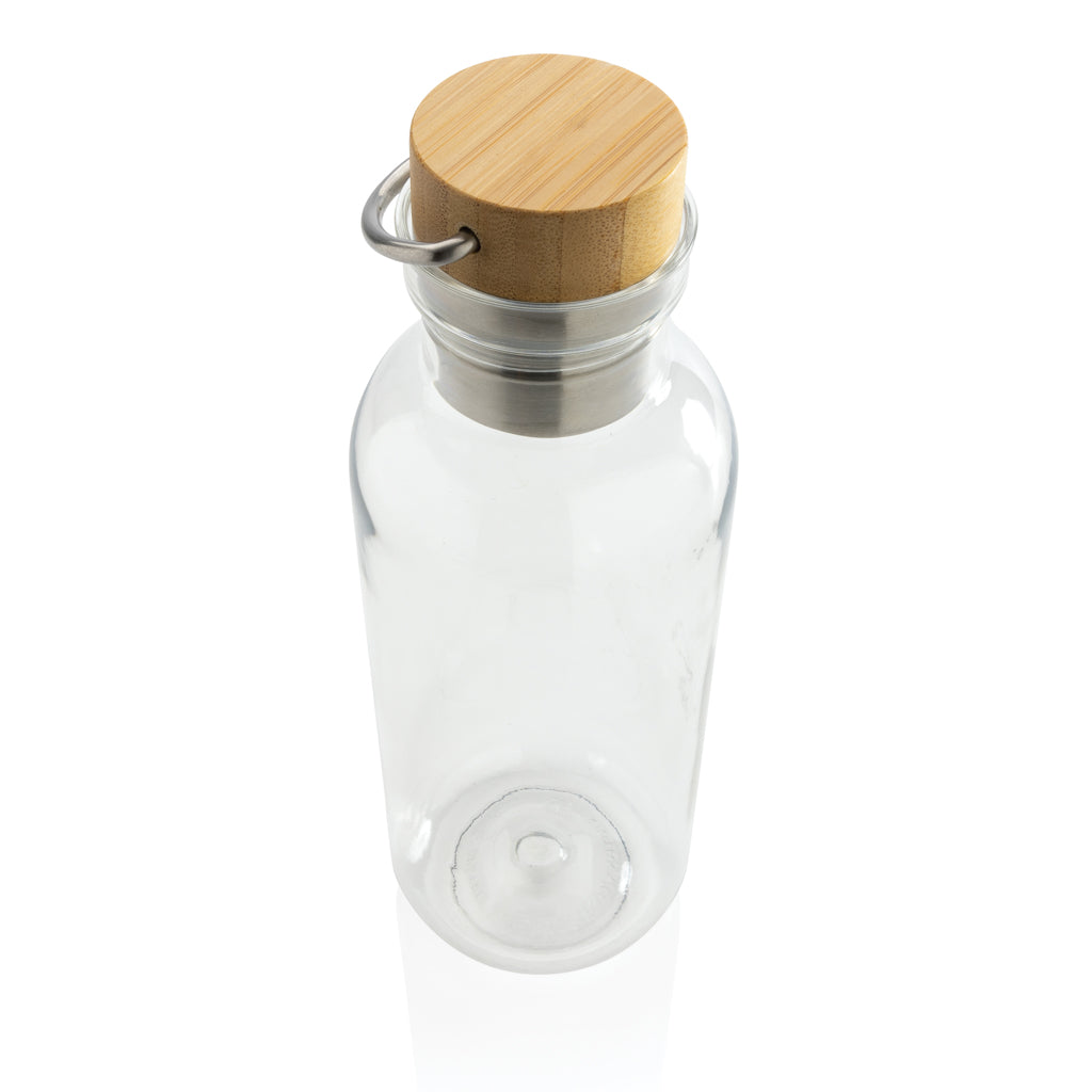 RCS rPET Flasche with Bambusdeckel und Griff – transparent