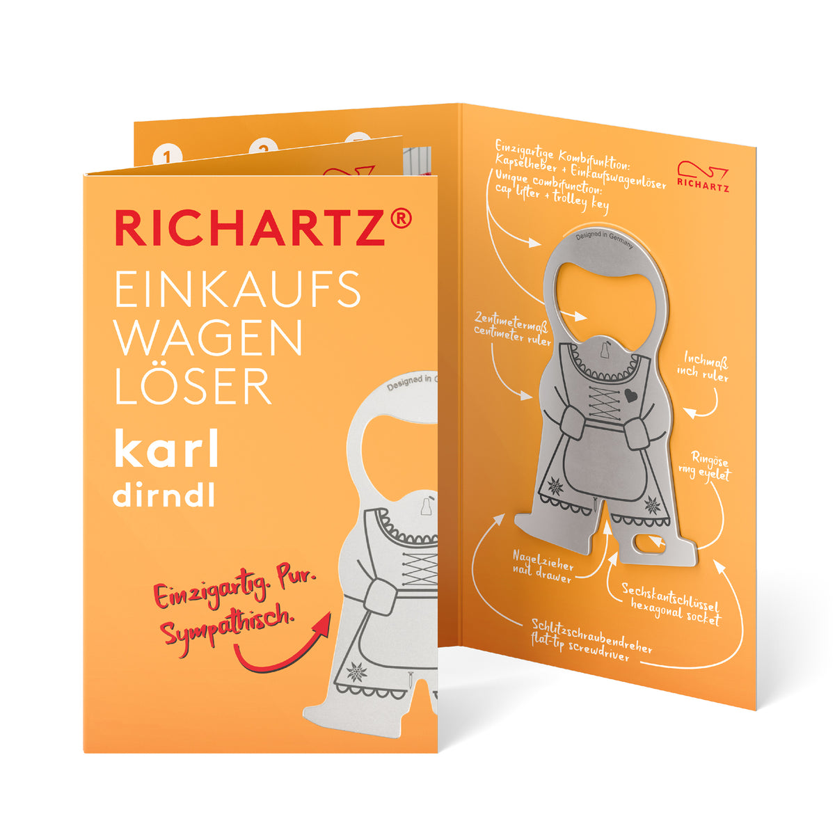 RICHARTZ Einkaufswagenlöser karl dirndl für Oktoberfest und Tracht – Verpackung