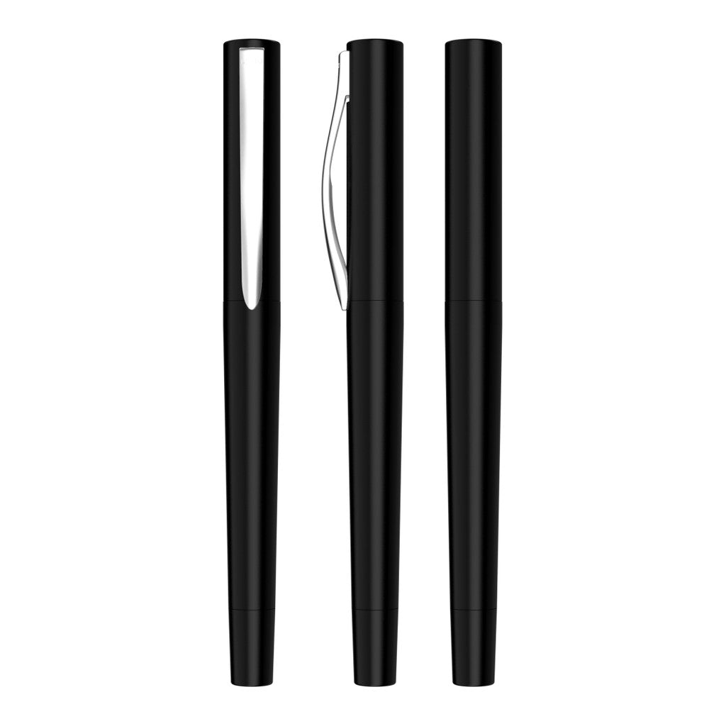 Rollerball aus Metall mit gebürstetem Clip – Schwarz