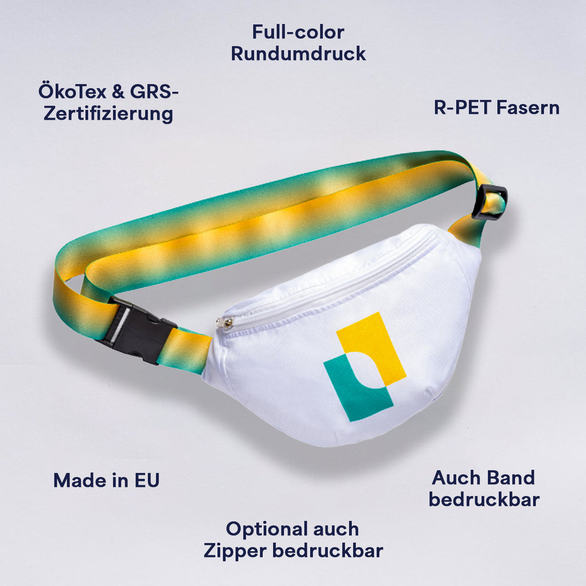 Bauchtasche mit vollflächigem Druckmotiv, Reißverschluss und Gurtband, Ansicht 2