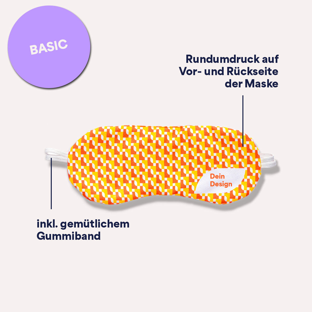 Schlafmaske mit vollflächigem Druckmotiv und Gummiband, Ansicht 2