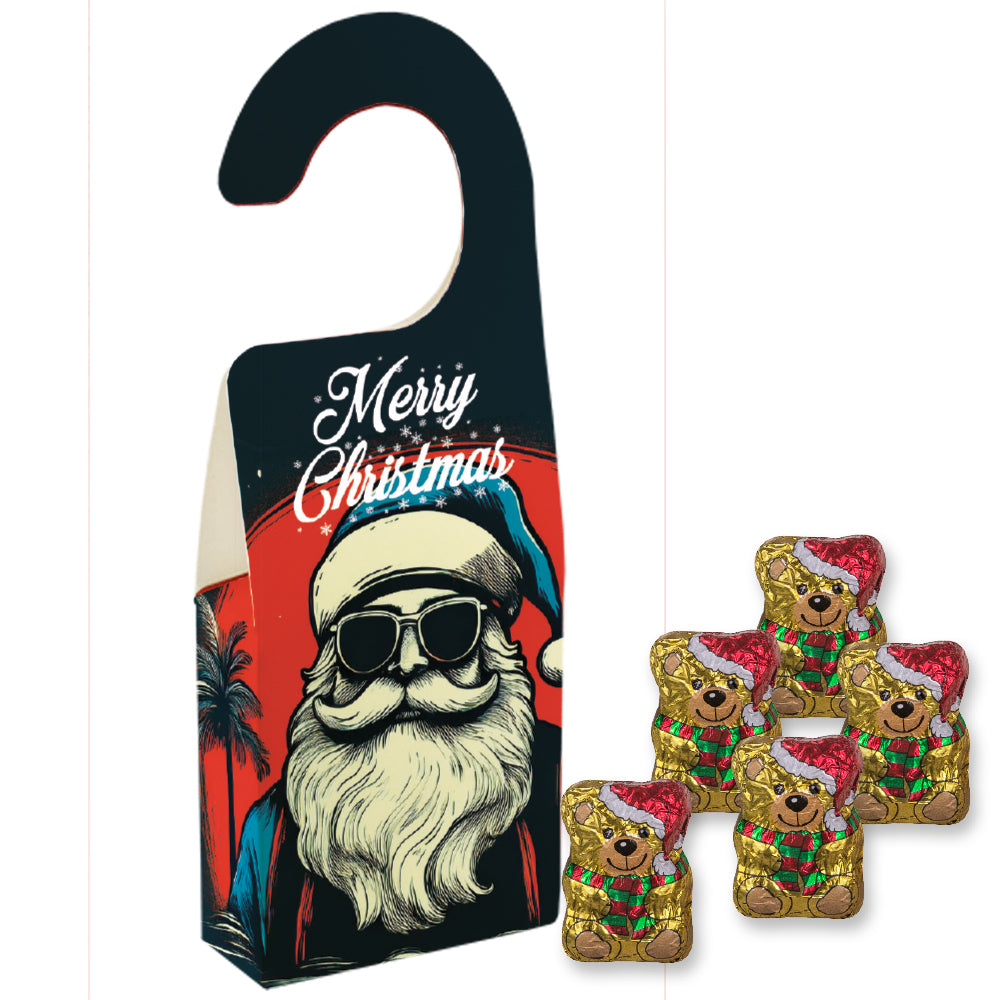 Schokolade und Mandeln in der Türhänger Box – Schoko Weihnachtsbärchen, ca. 35 g