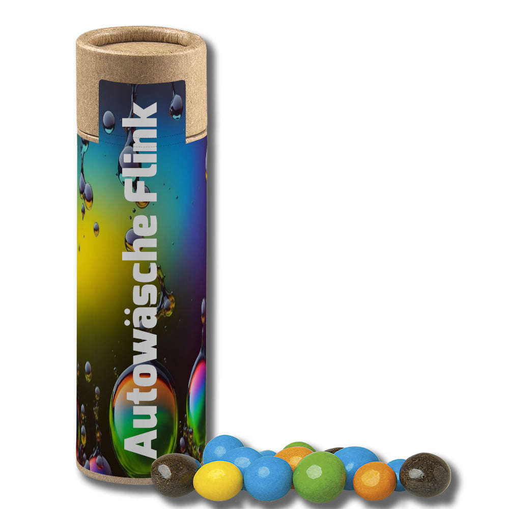 Schokolinsen in der Kraftpapierrolle – Bunte Schoko Erdnüsse, ca. 25 g