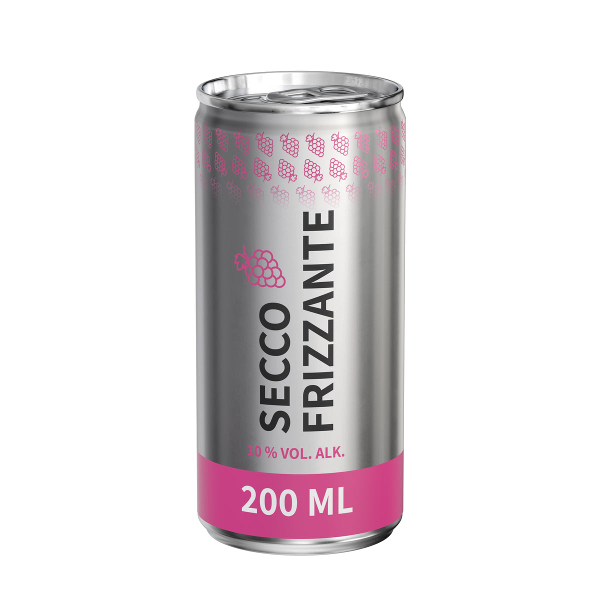 Secco 200 ml Dose mit Fullbody Etikett in vier Varianten – transparent matt