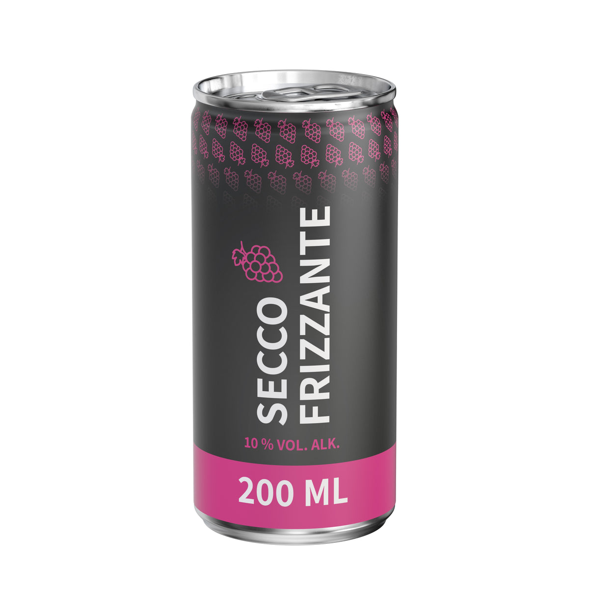 Secco 200 ml Dose mit Fullbody Etikett in vier Varianten – weiß matt