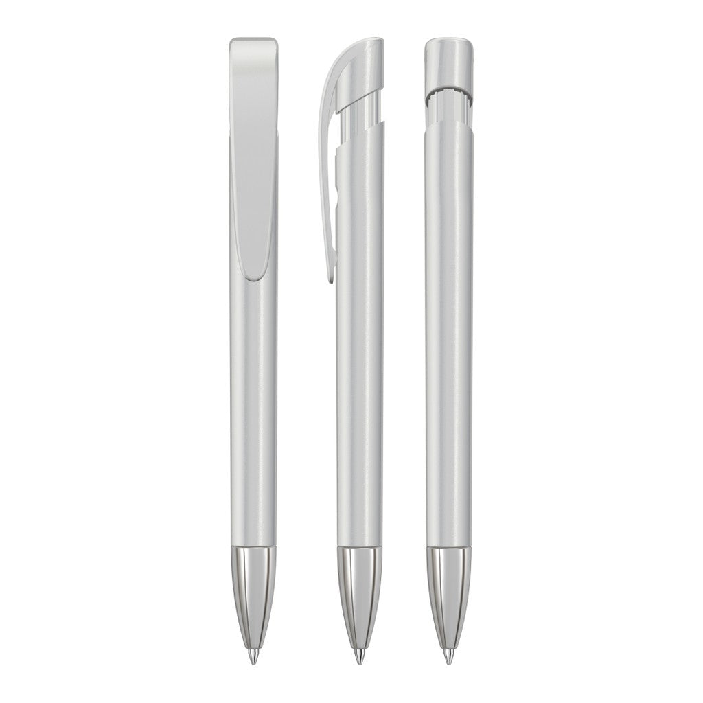 Silberner Druckkugelschreiber mit schwerer Metallspitze – Silber