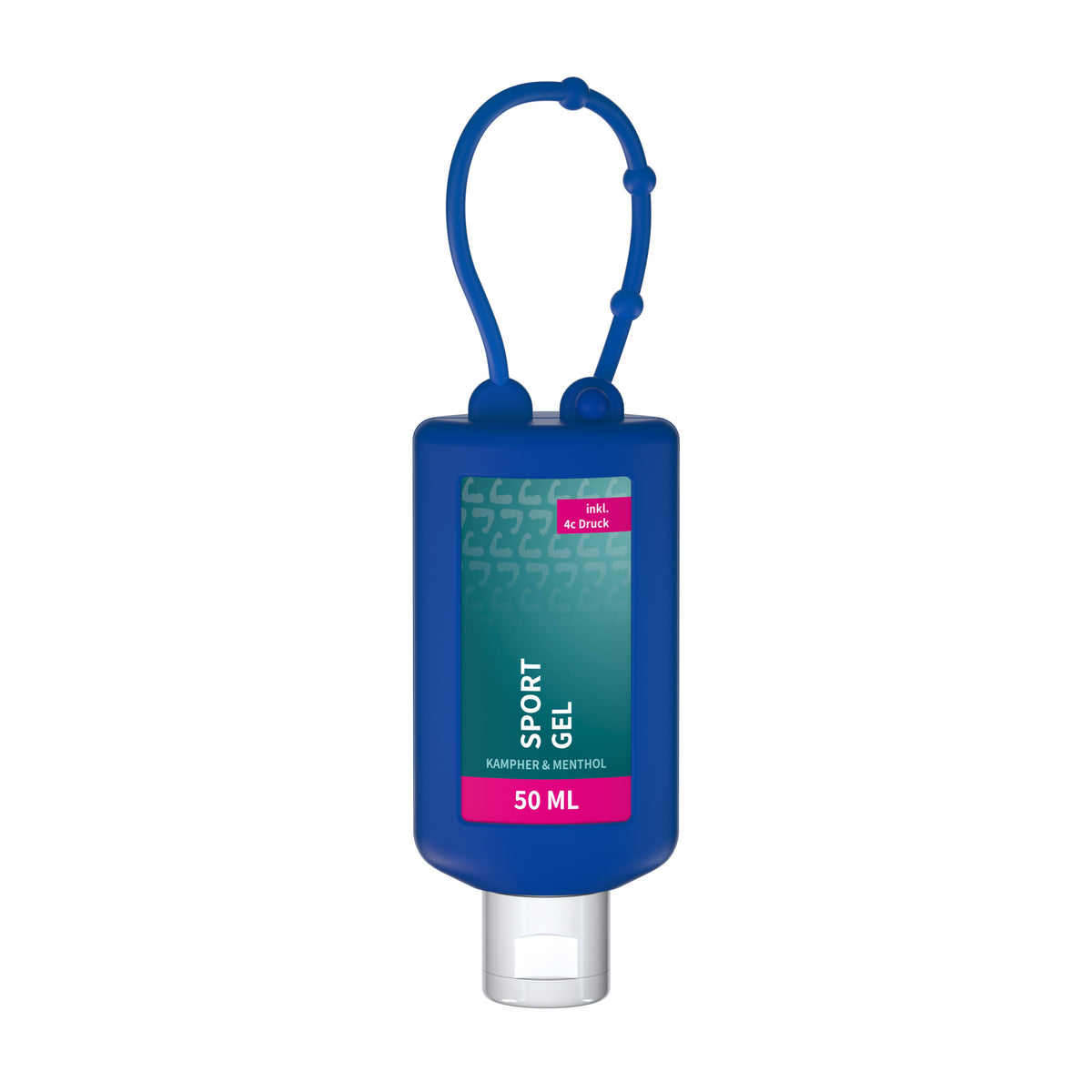 Sportgel 50 ml Flasche mit Silikonhülle zum Anhängen – Blau