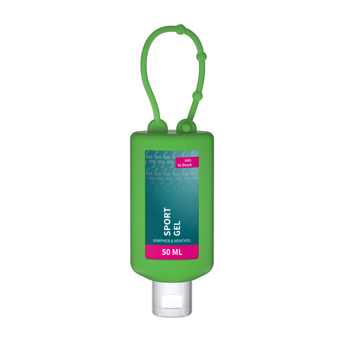 Sportgel 50 ml Flasche mit Silikonhülle zum Anhängen – Grün