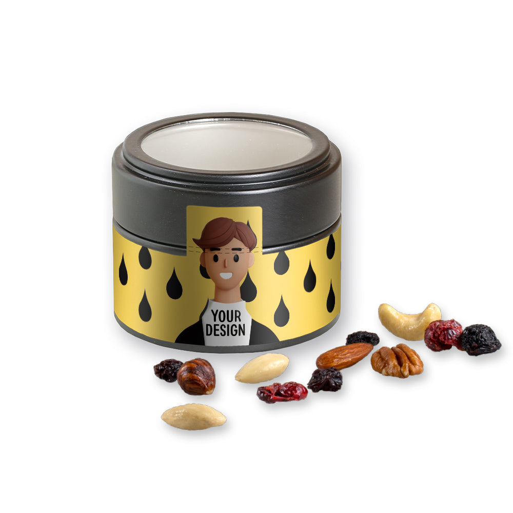 Studentenfutter in der schwarzen Metalldose Mini – Premium Studentenfutter, ca. 60 g