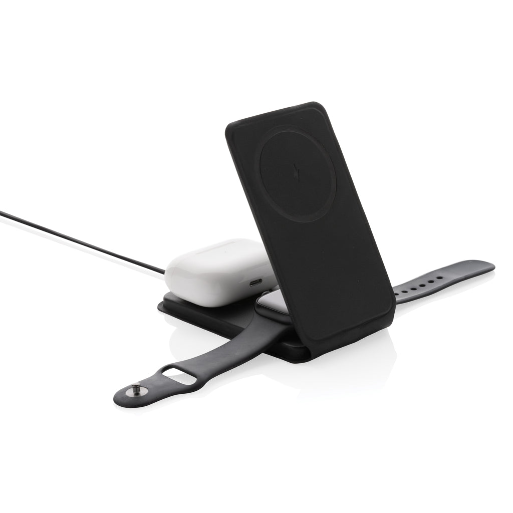 Swiss Peak 15W 3-in-1 magnetischer Wireles Charger aus rPU