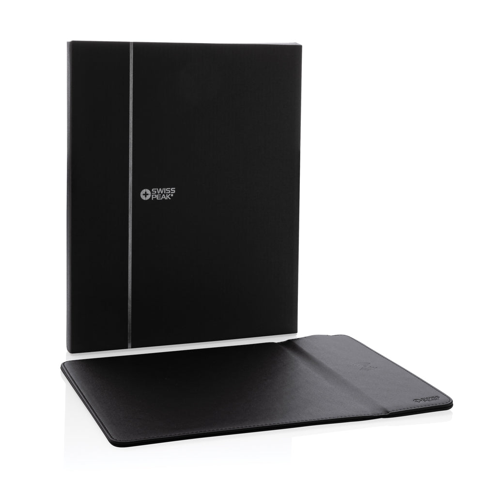 Swiss Peak RCS recyceltes 10W Wireless-Charging PU Mauspad